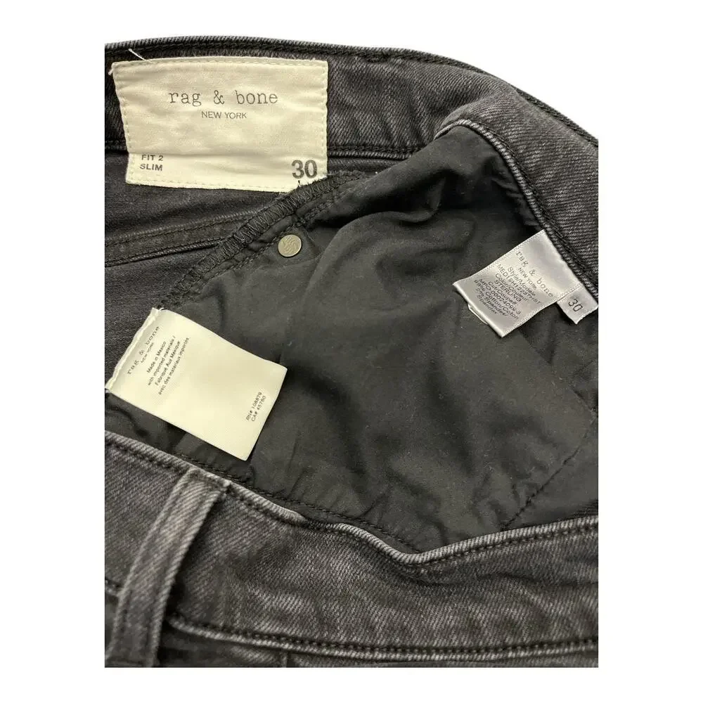 Rag & Bone Fit 2 Slim Jeans Men’s 30 Black Denim Button Fly Excellent Condition